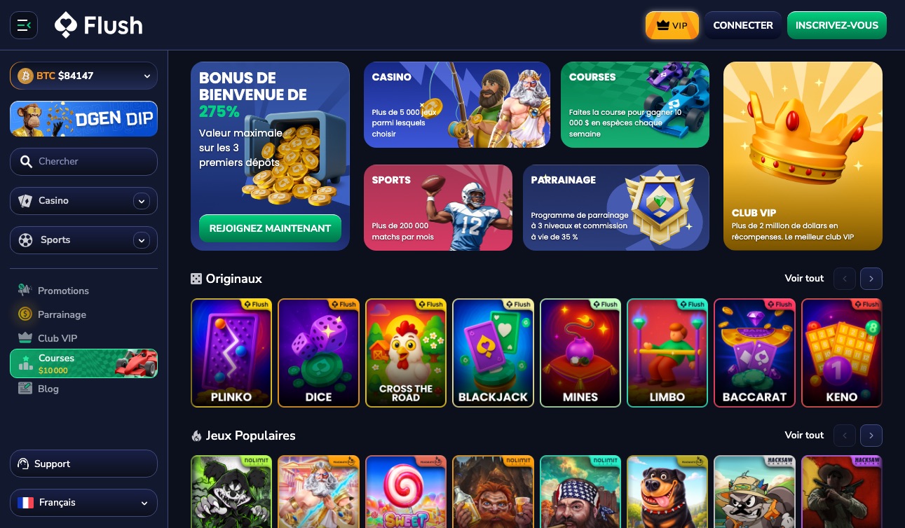 Capture d&rsquo;écran du site Flush