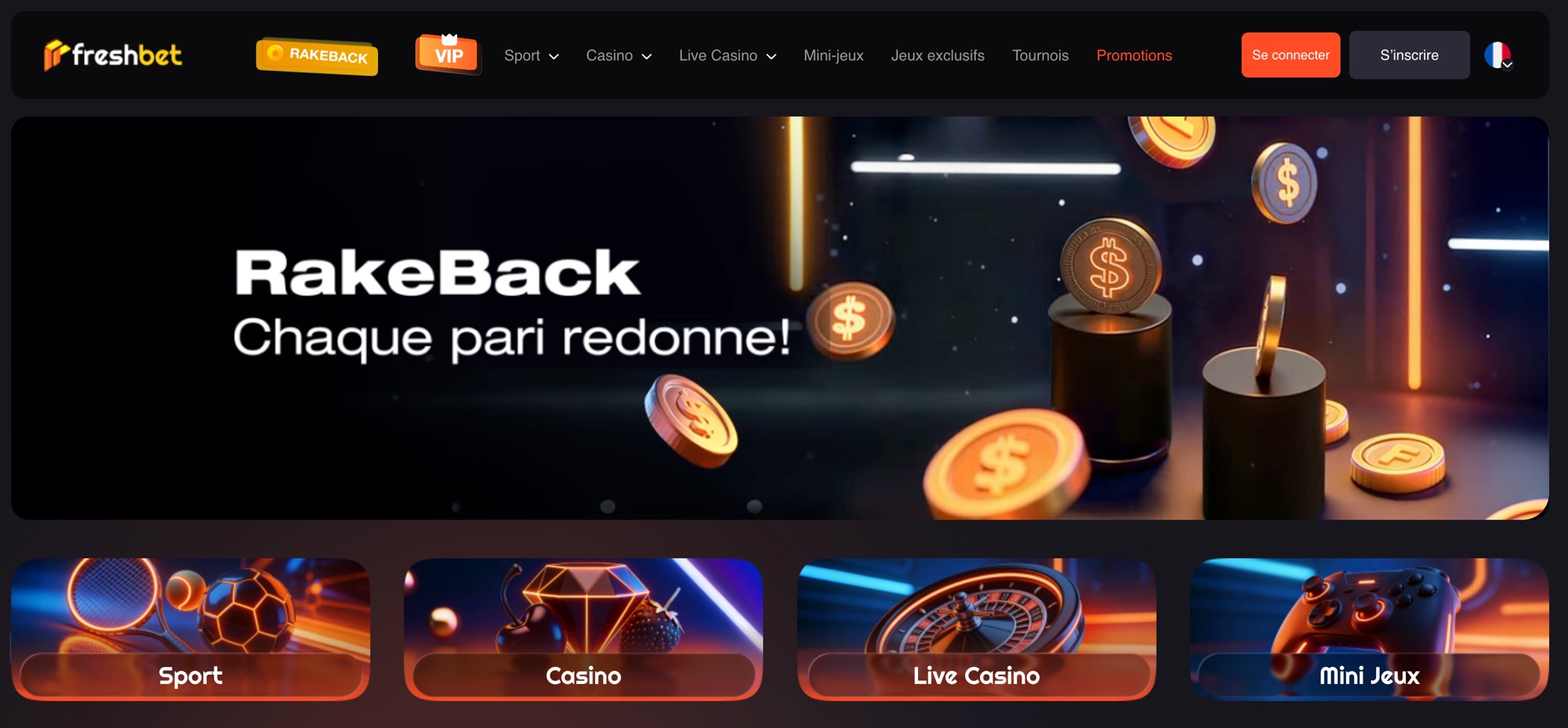 Capture d&rsquo;écran du site Freshbet