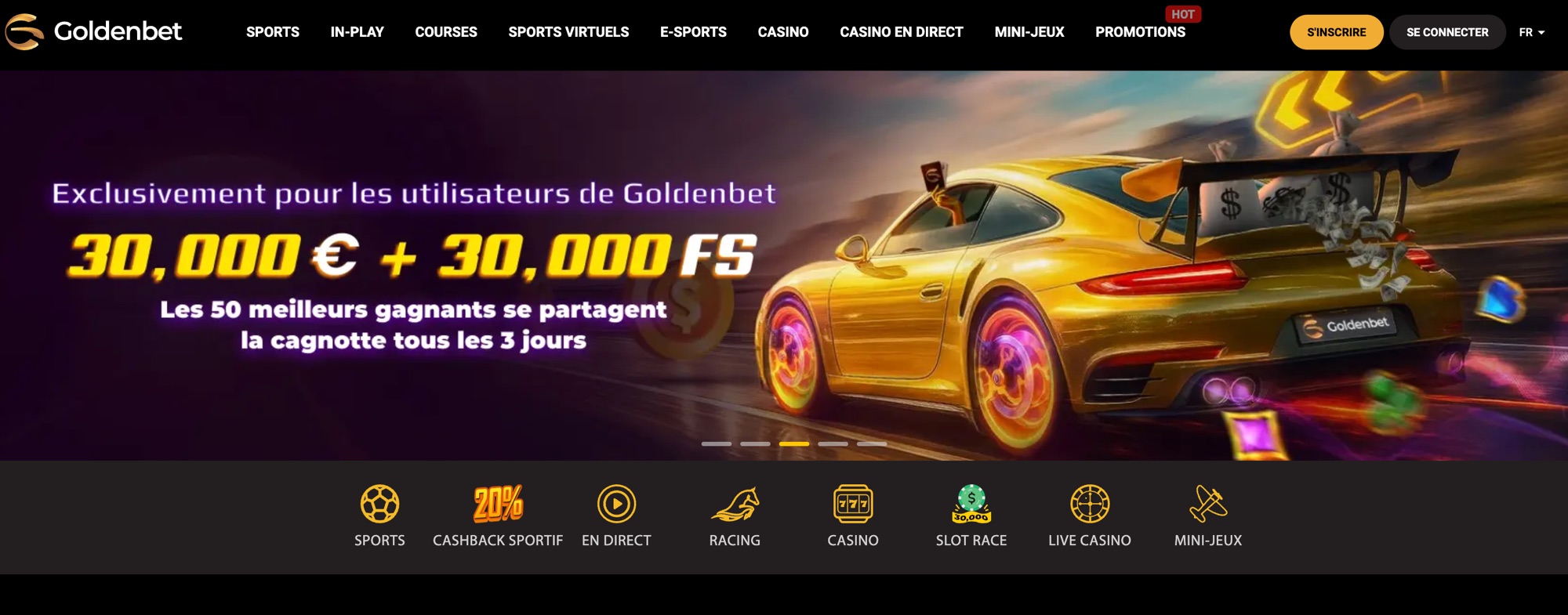 Capture d&rsquo;écran du site Goldenbet