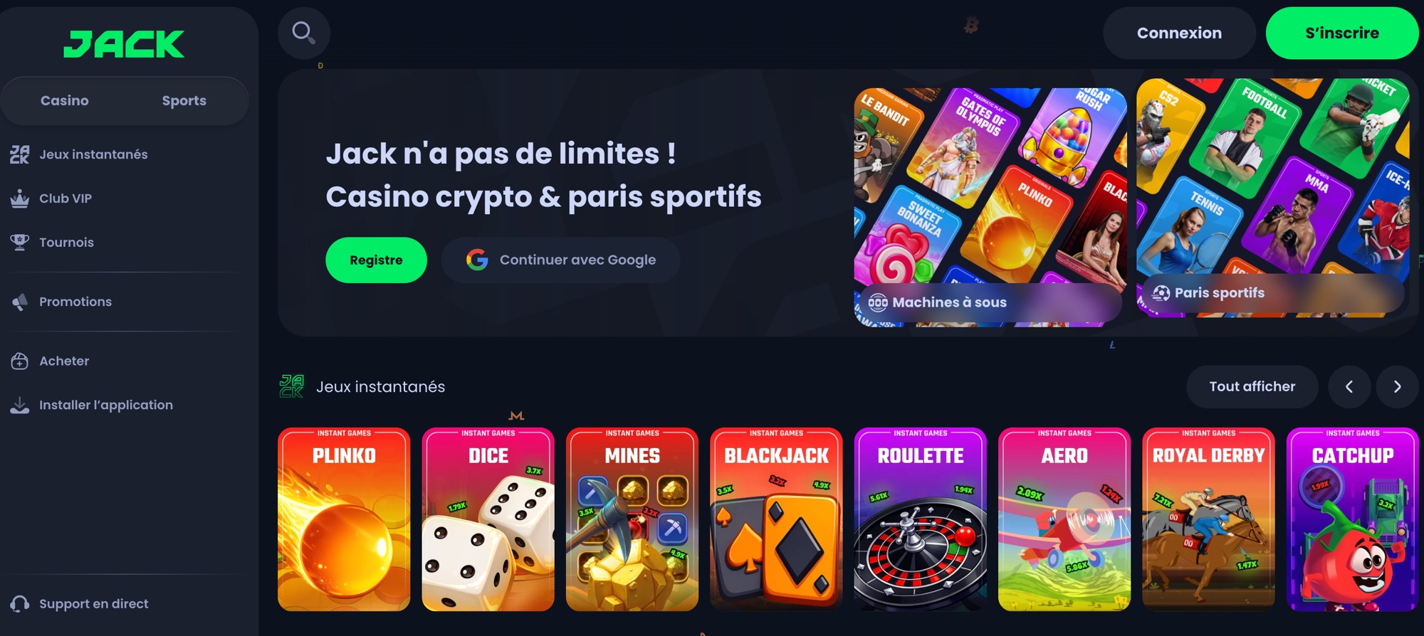 Capture d&rsquo;écran du site Jack.com