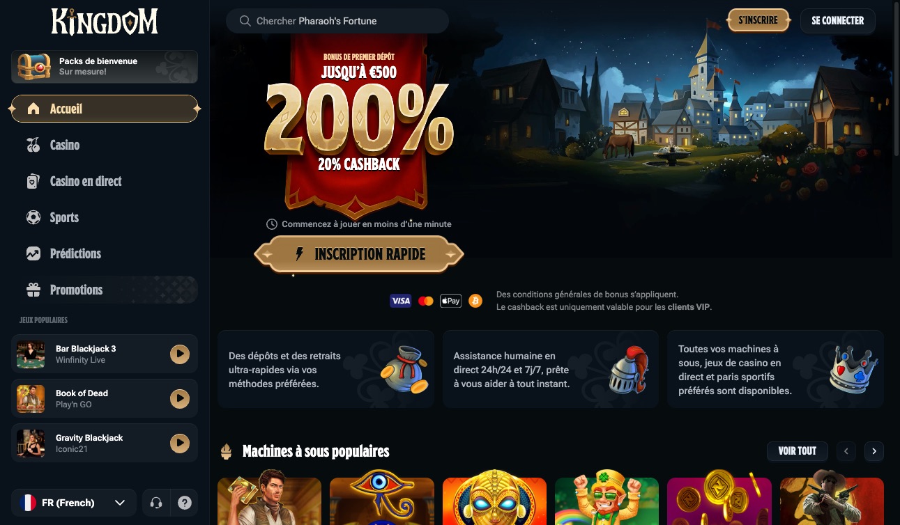 Capture d&rsquo;écran du site Kingdom Casino