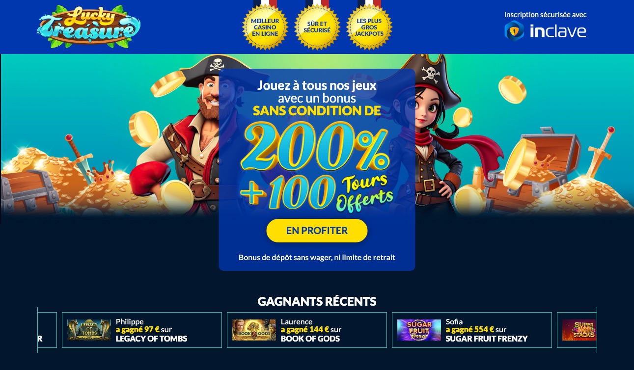 Capture d&rsquo;écran du site Lucky Treasure