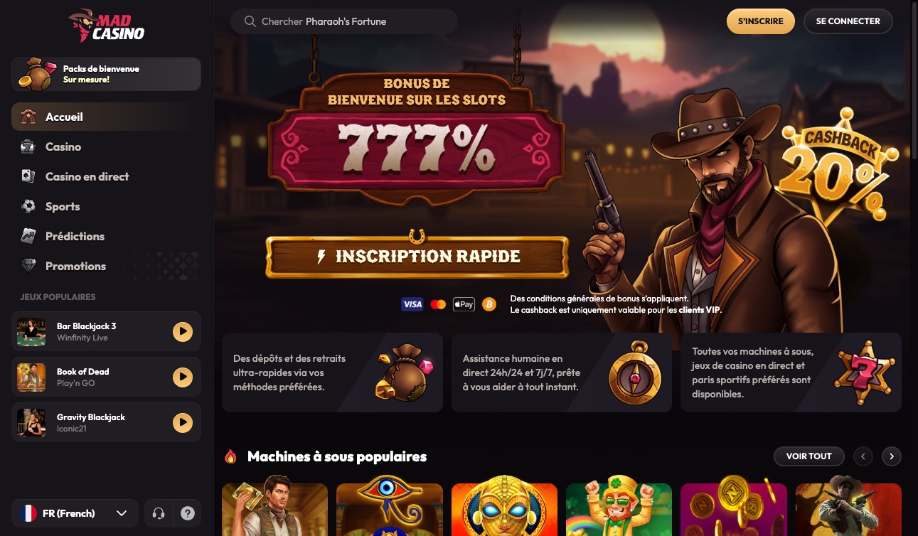 Capture d&rsquo;écran du site MadCasino